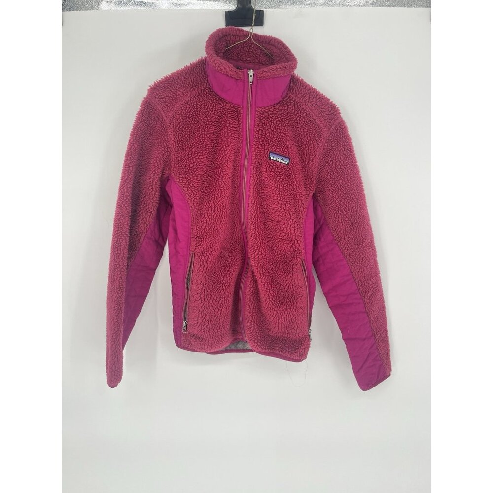 Patagonia Retro Deep Pile Fleece Burgandy Pink‎ Full Zip Sherpa Jacket Women's M